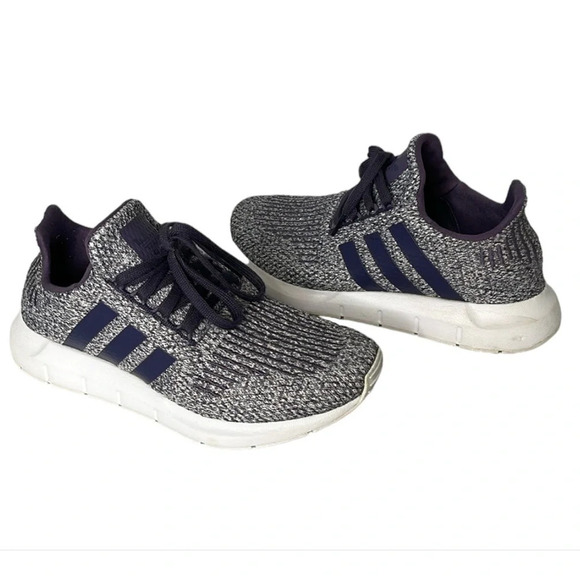 ADIDAS Swift Run Sneakers Purple Knit Textile Upper Tie Up White Sole Size 8 - Picture 2 of 11